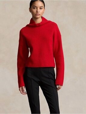 Polo Ralph Lauren Red Wool Cashmere Mockneck Sweater